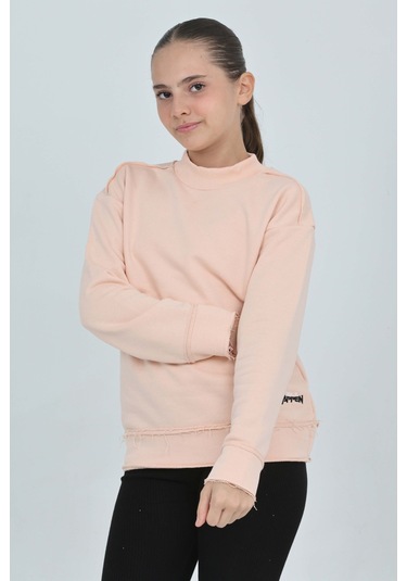 Toontoy Kız Çocuk Happen Nakışlı Sweatshırt Pudra