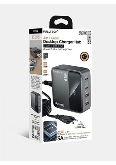 65w Masaüstü 4 Portlu Hızlı Şarj Cihazı İstasyonu 2xusb-a, 2xtype-c Giriş,1,5 Mt. Kablo 1.5