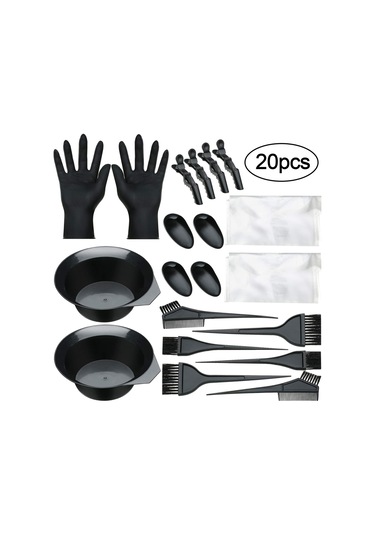 Hangfox Ev/salon Kullanıma Uygun Saç Boyama Aleti Seti - 20 Adet: Şapka, Eldiven, Pelerina, Kulak Koruması, Fırça Ve Kase