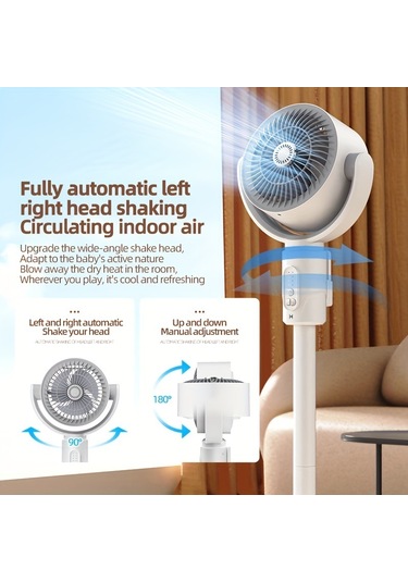 Tcherchi Zemin Ve Masaüstü Çift Amaçlı 5 Hız Ayarlı Hava Sirkülasyon Fanı Beyaz