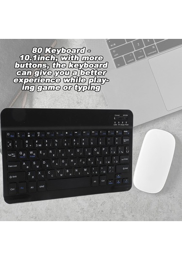 Shineyee 10.1 İnç 80 Tuşlu Rusca Ultra İnce Bluetooth Klavye - Android/ios/windows Uyumlu, Sessiz, Su Geçirmez, 10m Bağlantı Mesafesi