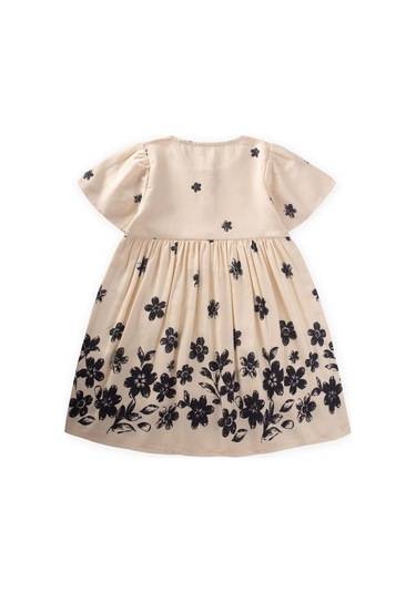Cigit Papatya Desenli Elbise 2-8 Yaş Siyah Papatya Desen Siyah