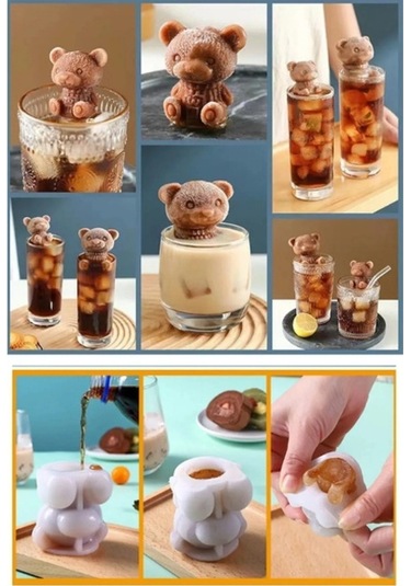 Ayı Şekilli Silikon Buz Kalıbı Beyaz