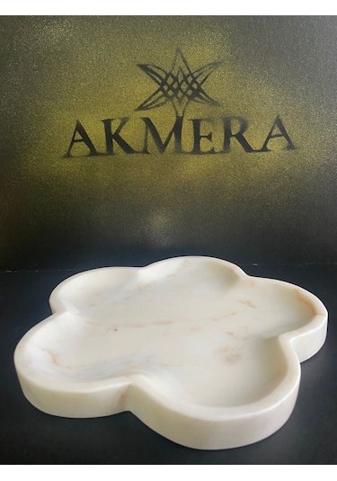 Mermer Çiçek Sunum Tabağı Beyaz