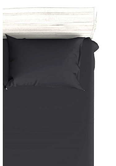 Maki Home Pamuklu Koyu Antrasit Siyah 120x200+50x70 Tek Kişilik Lastikli Çarşaf Takımı Koyu Antrasit