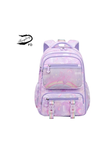 İlkokul Okul Öğrenci Çantası Mor Okul Sırt Çantası Kızlar İçin Açık Vizon