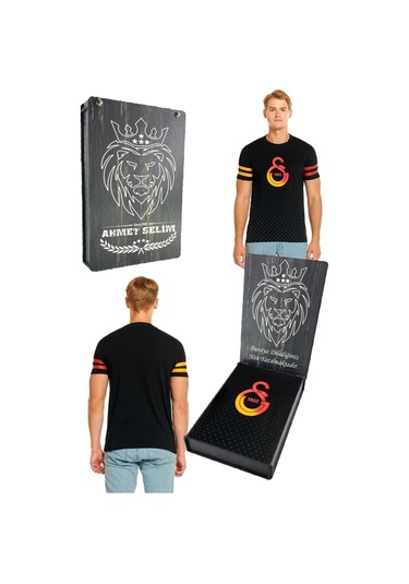 Galatasaray Logo Baskı Siyah T-shirt Kişiye Özel Kutulu 001