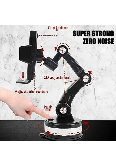 Primepickings Black 360 Derece Dönebilen Çok Fonksiyonlu Evrensel Araç Telefon Tutucu