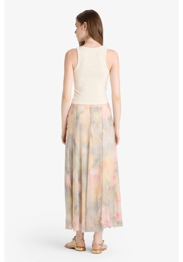 Defacto Coool A Kesim Floral Normal Bel Tül Maxi Etek F7108ax25augn1264 Yeşil