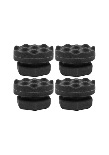 Ximistore9 11cm Büyük Boy Dalgalı Tasarım Lastik Parlaklaştırıcı Sponge - 4 Adet Siyah, El Tutusu, Tekrarlı Kullanım, El Temizliği Sağlar