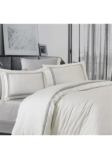 Nazik Saten Nevresim Takımı Çift Kişilik Trend Gri