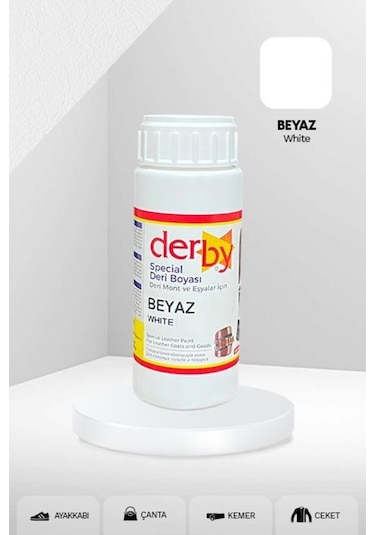 Derby Deri Mont Boyası - Beyaz