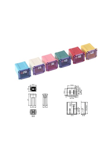Jms Mini Kare Sigorta58v 20a 25a 30a 40a 50a 60a Otomotiv Araba Sigortası 16 12 10mm 60
