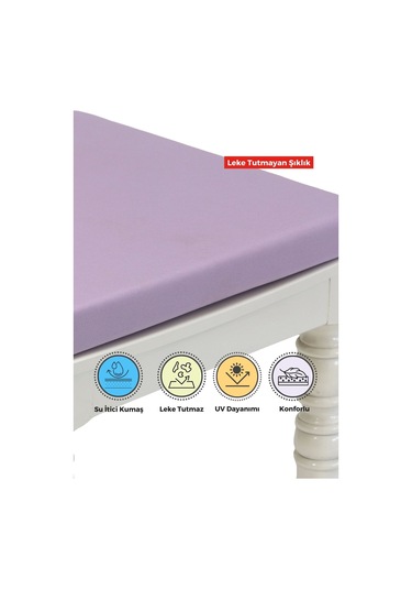 4'lı Sandalye Minderi Su İtici Kumaş 40x40 Cm Sünger Sandalye Minderi Bağcıklı Lila