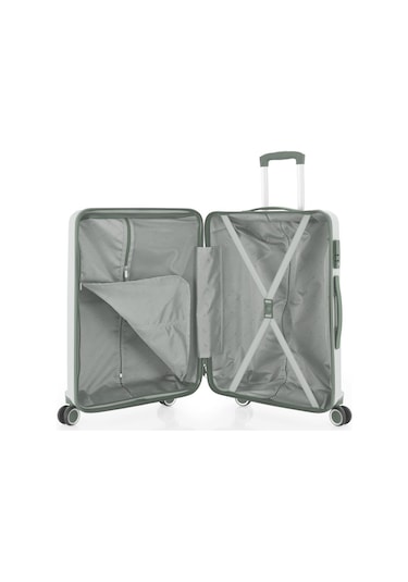 Mçs Bavul Büyük Ve Kabin 2li Set Kırılmaz Silikon Valiz V374 Kemik/haki Kemik - Haki