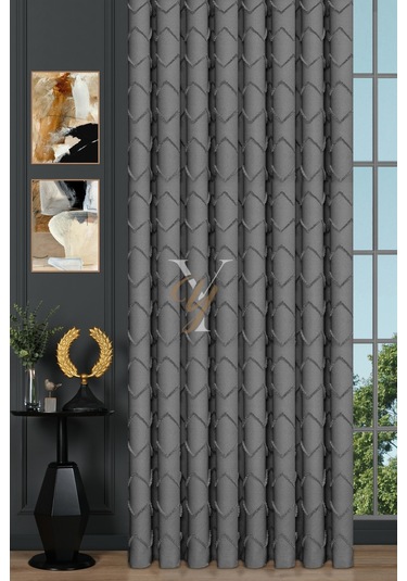 Jakar Kesme Fon Perde Ezgi V-6015 Gümüş Gri Gümüş Gri