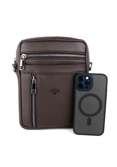 Erkek Kahverengi Askılı Postacı Çanta Omuz Çantası Kahverengi