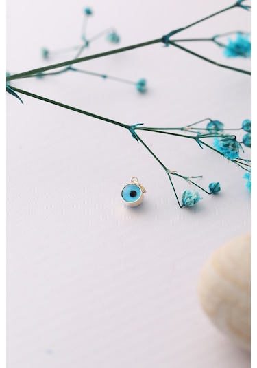 14 Ayar Altın Mini Mavi Göz Boncuk Kolye Ucu