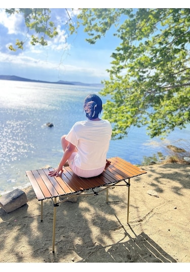 Alüminyum Kamp Masası Xxl Katlanabilir 120 55 50 Ahşap Rengi Kahverengi