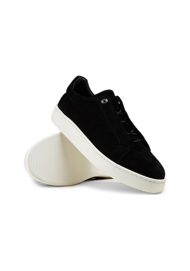 Deery Erkek Hakiki Süet Siyah Gizli Bağcıklı Sneaker Ayakkabı - 04444msyhe01