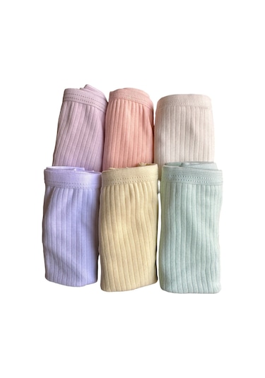 6'lı Dondeza Kız Çocuk Pastel Renk Fitilli Pamuklu Boxer Çok Renkli