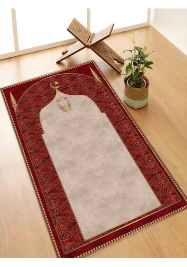 Seccade Diz Ağrıtmayan Yumuşak Halı Seccade Ve Namazlık Kırmızı