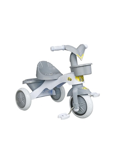 Kitty Üç Tekerlekli Bisiklet Çocuk Bisikleti 3 Teker Bisiklet 1-3-5 Yaş Plastik Motor İlk Bisiklet Sepetli Gri