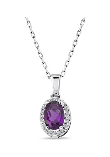 Pırlanta Ametist Taşlı Kolye