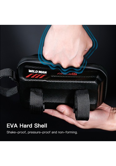 Moveevo Siyah Eva Materyal Dağ Bisikleti Ön Çubuk Çantası, Tpu Şeffaf Pencere, Telefon Taşıma Fonksiyonu, 210 110 110mm Siyah