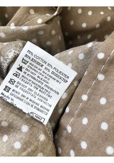 Kadın Puantiyeli Bej Renk Viskon Kumaş Ön Düğmeli Ayarlanabilir Kuşaklı Tesettür Elbise Bej