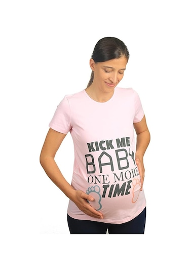 Mummy's Baby Hamile Tişört Kick Me Baby Pembe 8287