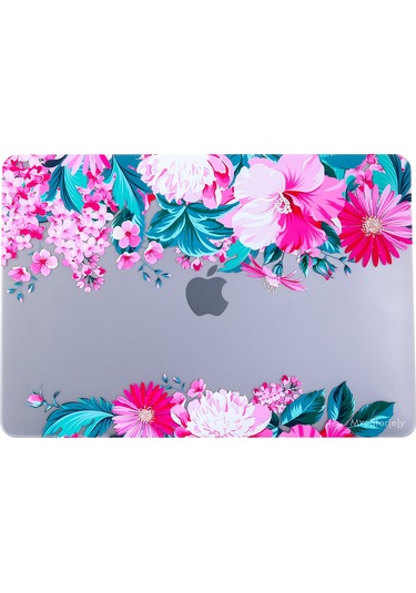 Macbook Uyumlu Air M1 Kılıf 13 İnç Kristal Flower07nl Touchıd'li M1 Air A2337 A2179 A1932 İle Uyumlu Açık Pembe