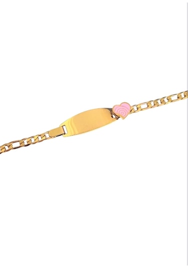 Çocuk Kalp Detaylı Çelik Bileklik 8814 Altın