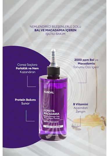 Yoğun Bakım Sağlayan Sıvı Saç Kremi Kundal Miracle Damage Care Water Treatment 300ml Baby Powder