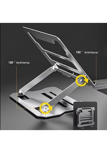 Çelik Düz Model Katlanır Laptop Standı Dizüstü Bilgisayar Tablet