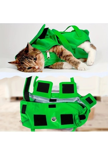 Fochsia Parlak Yeşil Nylon Kedi Sırt Çantası - Ayarlanabilir Ve Katlanır Kedi Taşıma Askısı, Sarı L 6.61-13.23 Lb