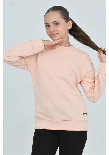 Toontoy Kız Çocuk Happen Nakışlı Sweatshırt Pudra