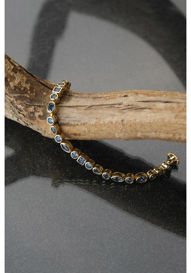 Çildan Womens Gold Özel Tasarım Mavi Taşlı Göz Ve Damla Detaylı K Altın - Gümüş - Rose