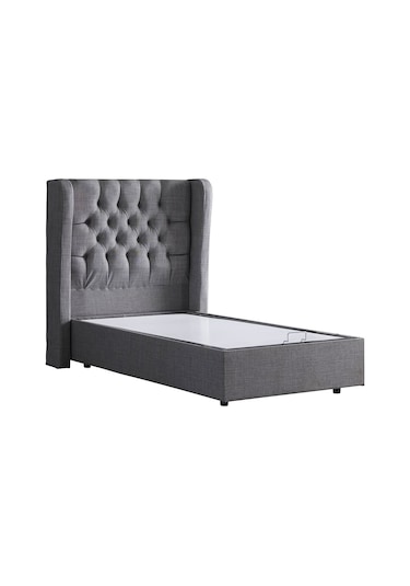 Setaymobilya Baza, Riga Tek Kişilik Baza + Başlık + Comfort Yatak, Gri