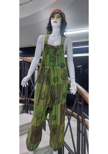 Hint Otantik Yıkamalı Taşlanmış Neon Şalvar Tulum Çok Renkli