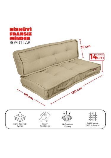 Xpermate Bisküvi Minder Petek Önü Fransız 60x120x14 Bej