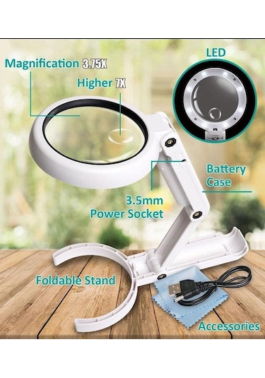 Proskit Ma-025 Katlanabilir Masa Ve El Tip Büyüteç Usb Ledli