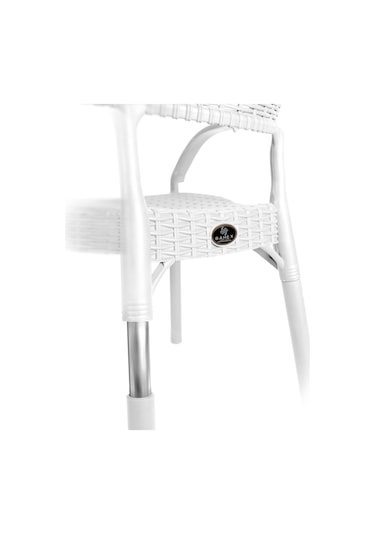 Bahex Bambu 4lü Set Rattan Kollu Bahçe Sandalye Koltuk 4ad Beyaz