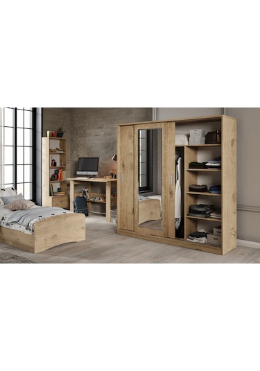 Samira Modern Genç Odası Takımı Meşe - 5 Parçalı Ve Tamamı 1. Kal