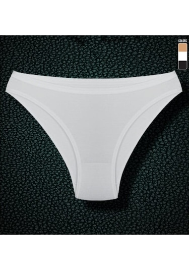 Q-en 6'lı Bayan Bikini Mikro Modal 2 Beyaz 2 Siyah 2 Ten 107 Beyaz - Siyah - Ten