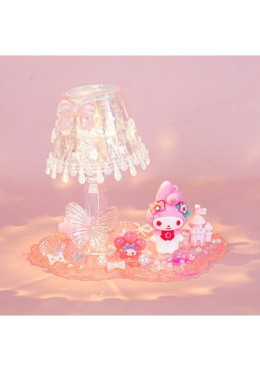 Aurora Çocuk Dıy El Yapımıkreme Tutkal Kristal Küçük Masa Lambasımalzeme Paket Seti Yaratıcıgece Lambasıbulmaca Oyuncak Pembe