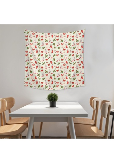 Noel Desenli 50x50 İnç Kare Duvar Halısı, Oturma Odası, Yatak Odası Ve Genç Odası İçin-a129