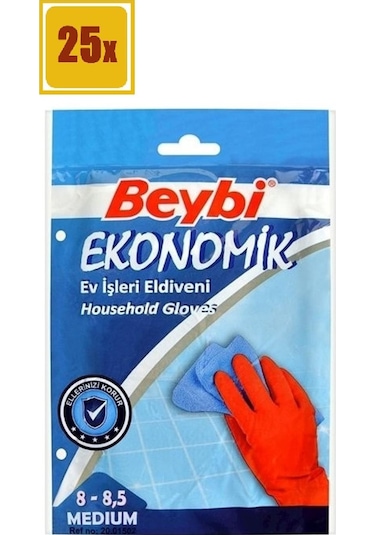 Beybi Ekonomik Bulaşık Eldiveni No:8-8.5 25'li Set