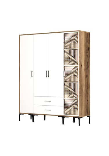 Variant Kumsal 4 Kapılı Stp Gardrop - Ceviz / Beyaz