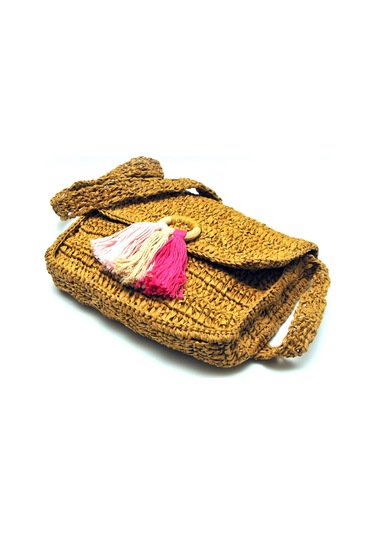 Handmade Rafya İp Tasarım Çanta Kahverengi